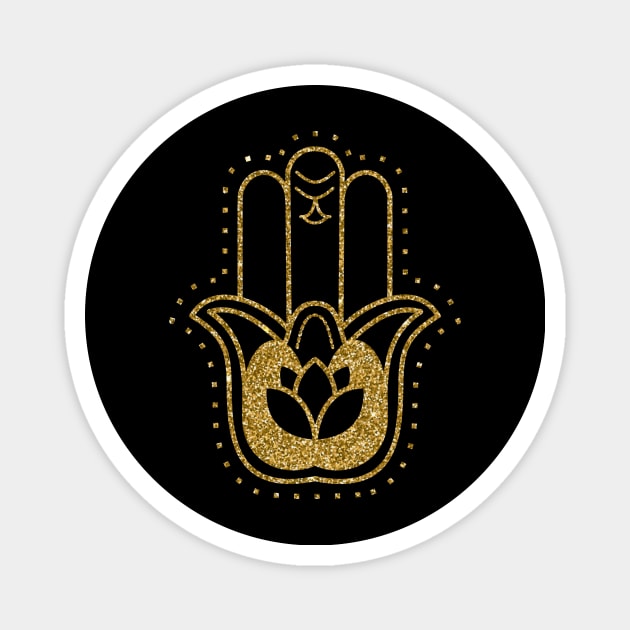 Gold Lotus Hamsa Amulet Magnet by She Gets Creative